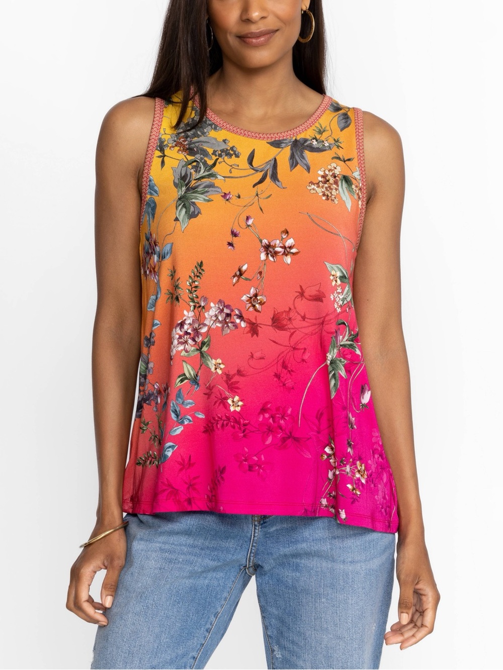 Johnny Was Emboy Floral Ombre Swing Tank